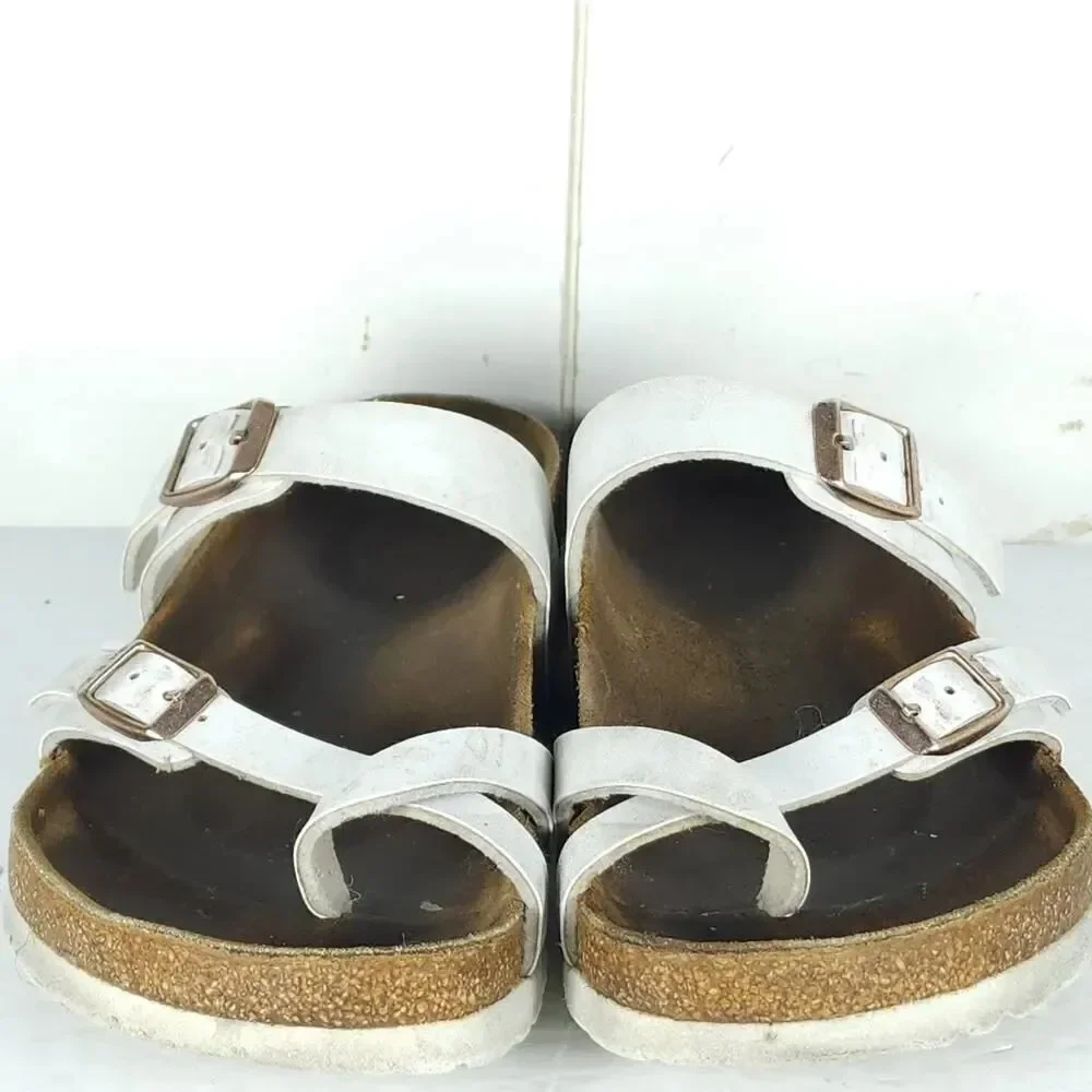 Birkenstock Women's Mayari US8 EU39 Birko-Flor White Strappy Slide sandals